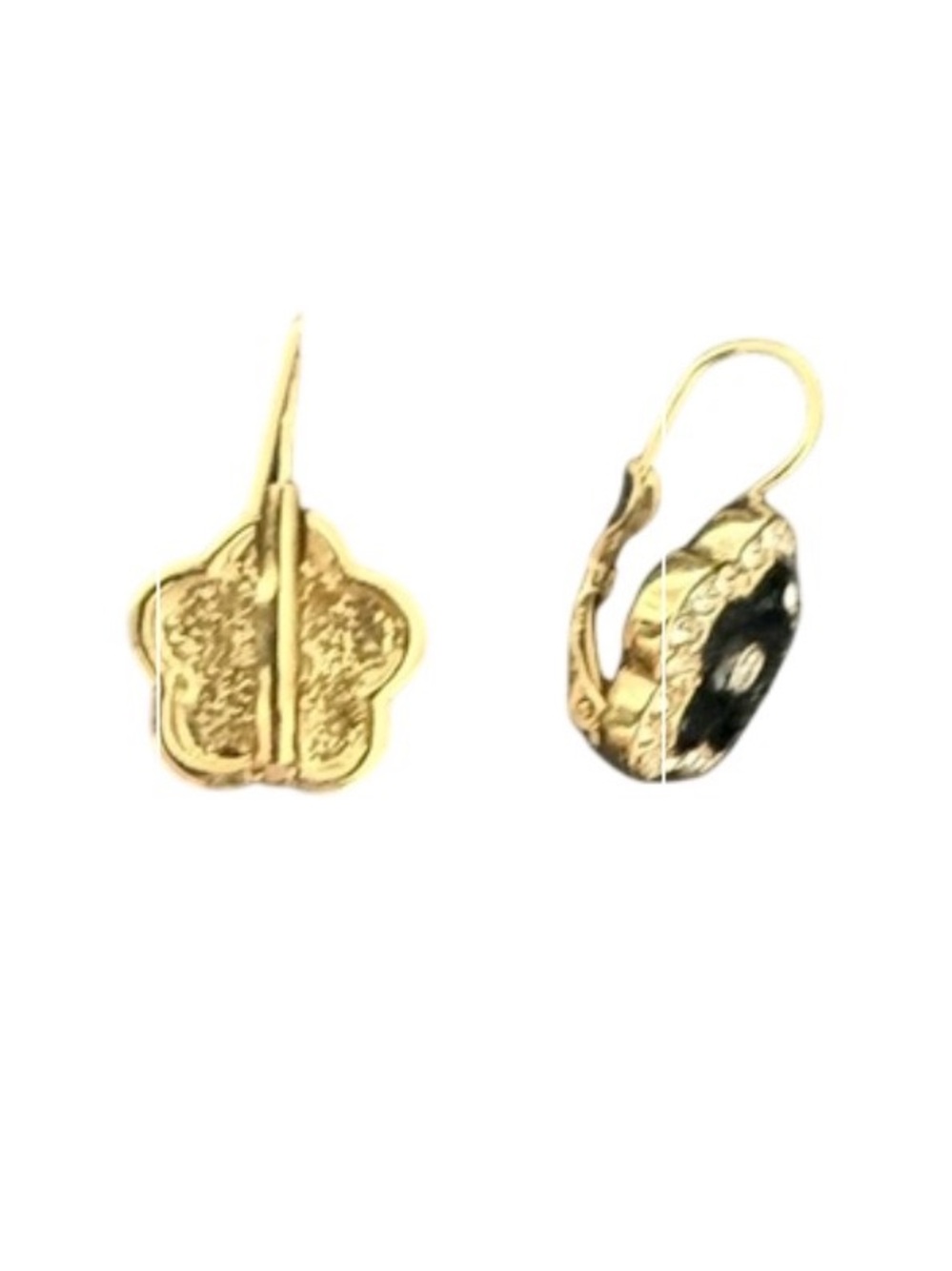 Gold and Black Flower Drop Earrings with Crystal Accents - Picture 2 of 2
